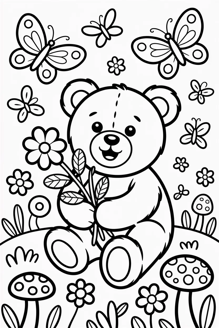 Cute bear Design 2 - Cute Bear Coloring Pages Free Printable - Adorable