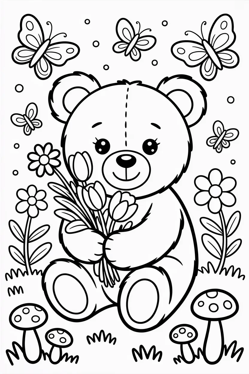 Cute bear Design 3 - Cute Bear Coloring Pages Free Printable - Adorable