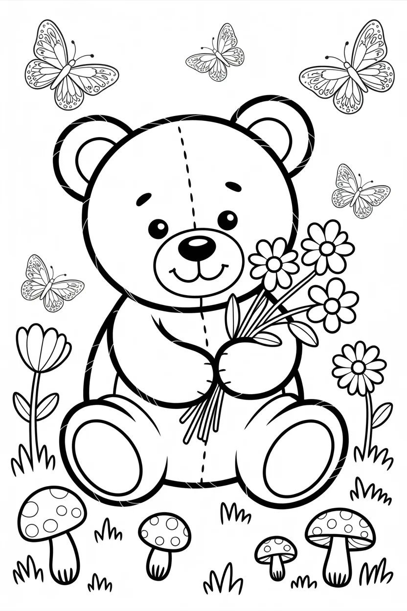 Cute bear Design 4 - Cute Bear Coloring Pages Free Printable - Adorable