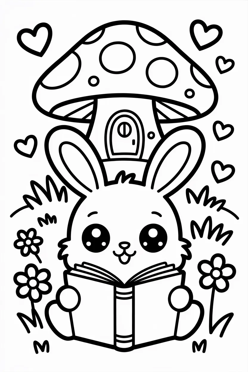 Cute bunny Design 3 - Cute Bunny Coloring Pages Free Printable - Adorable