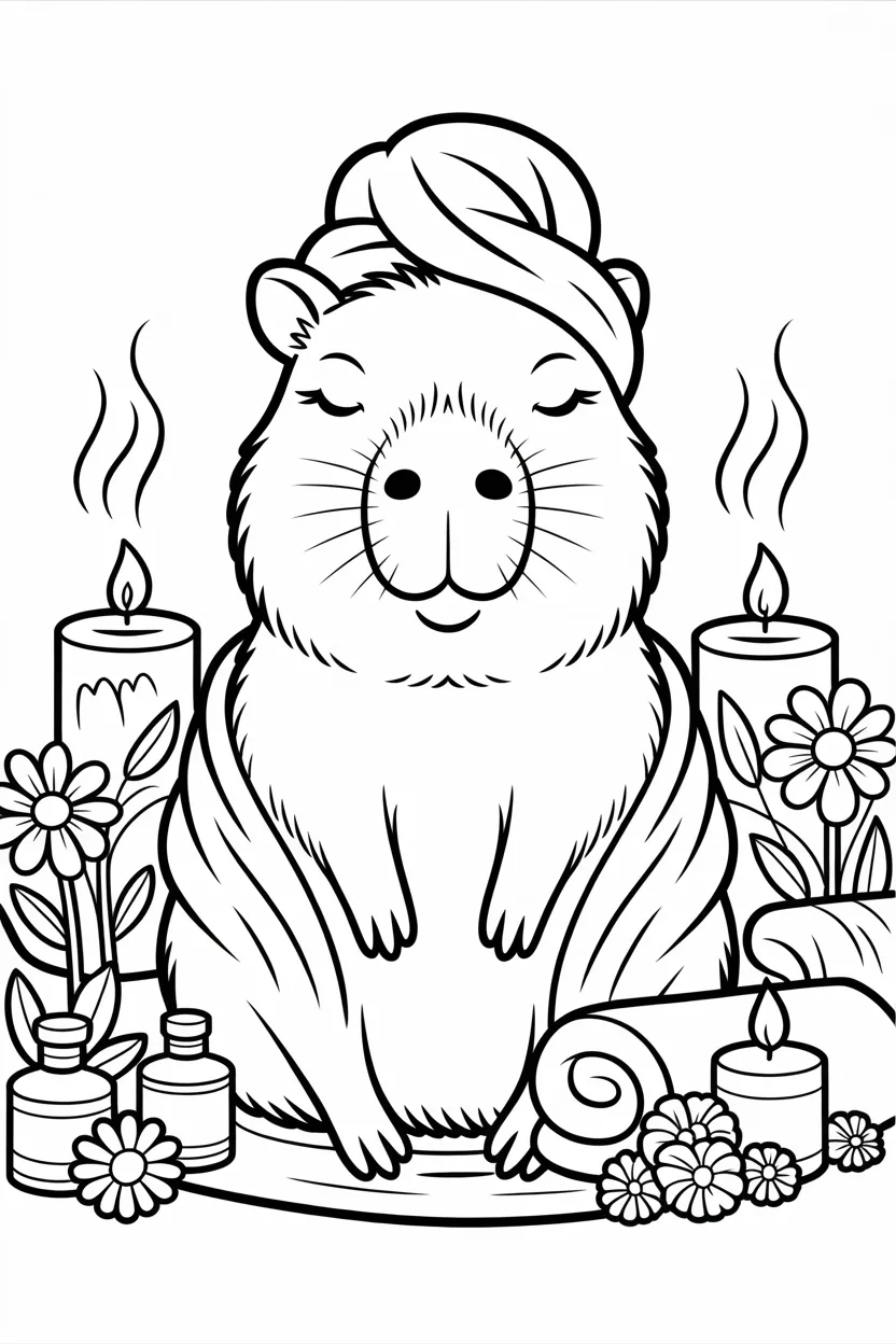 Cute capybara Design 1 - Cute Capybara Coloring Pages Free Printable for Kids