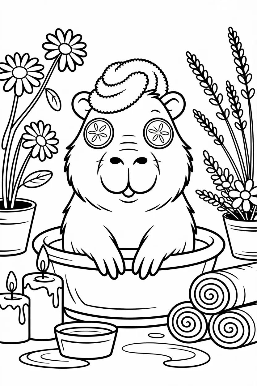 Cute capybara Design 2 - Cute Capybara Coloring Pages Free Printable for Kids