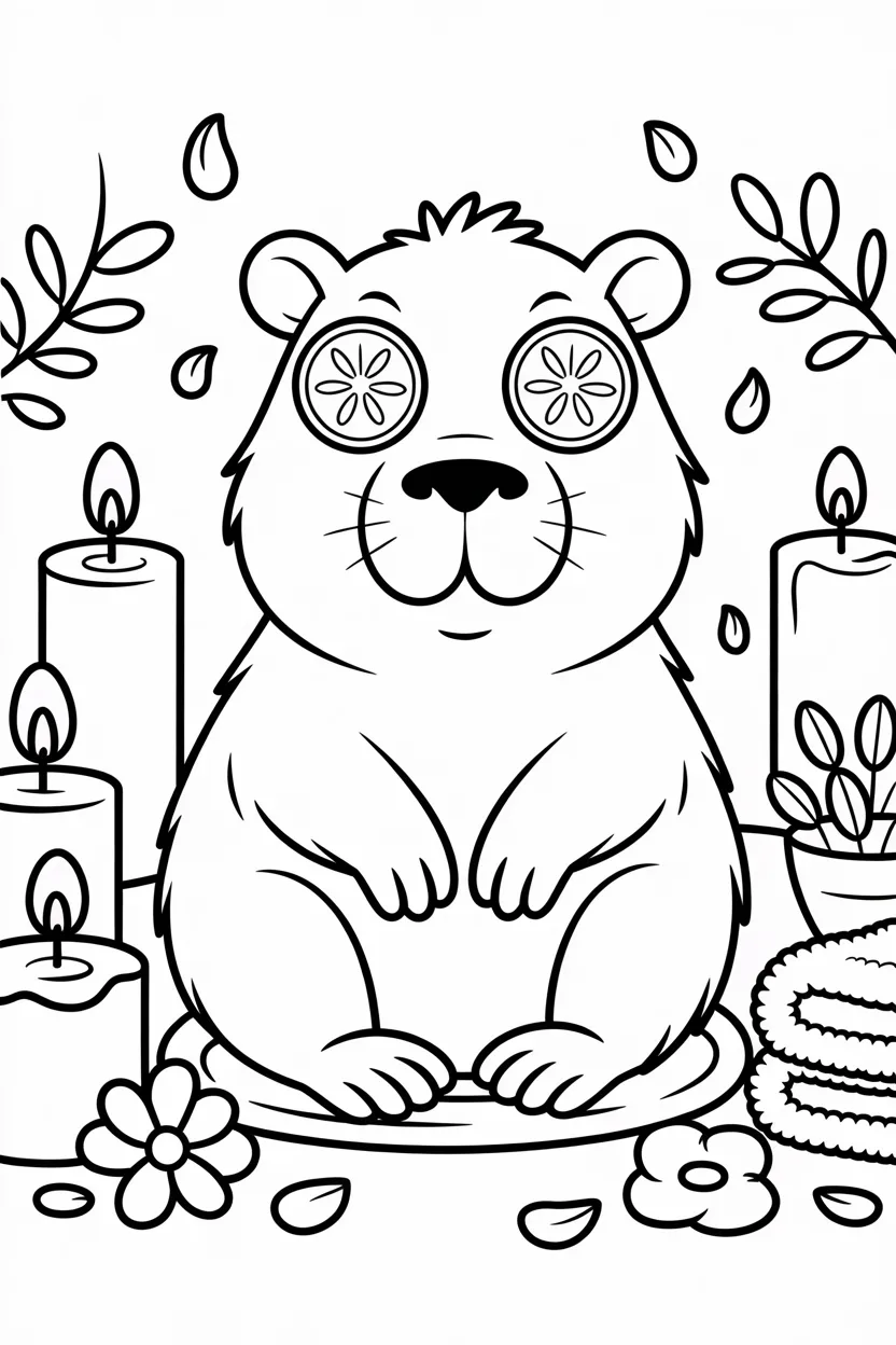 Cute capybara Design 3 - Cute Capybara Coloring Pages Free Printable for Kids