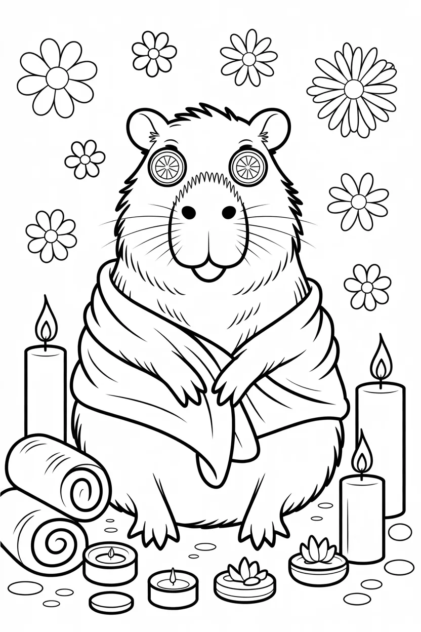 Cute capybara Design 4 - Cute Capybara Coloring Pages Free Printable for Kids