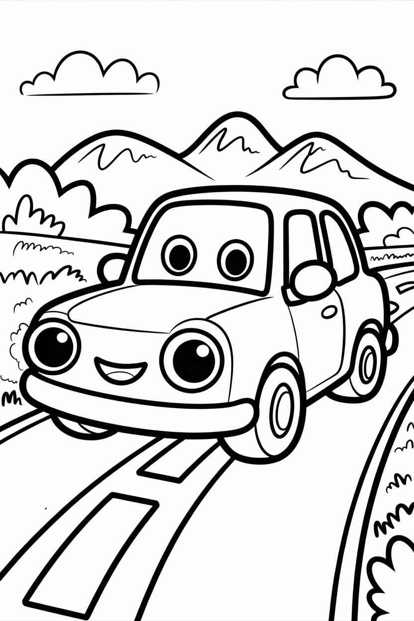 Cute cartoon - Cute Cartoon Car Coloring Pages Free Printable for Kids Who Love Cars