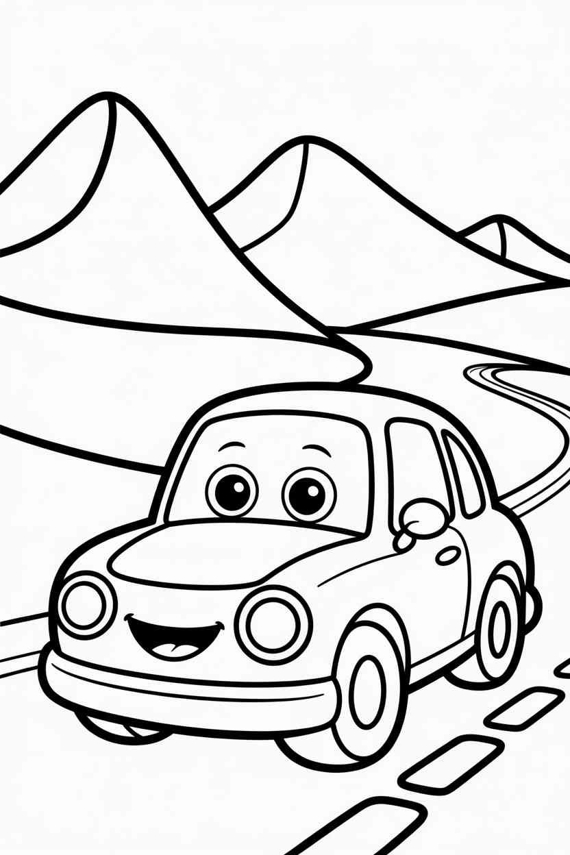 Cute cartoon - Cute Cartoon Car Coloring Pages Free Printable for Kids Who Love Cars (2)