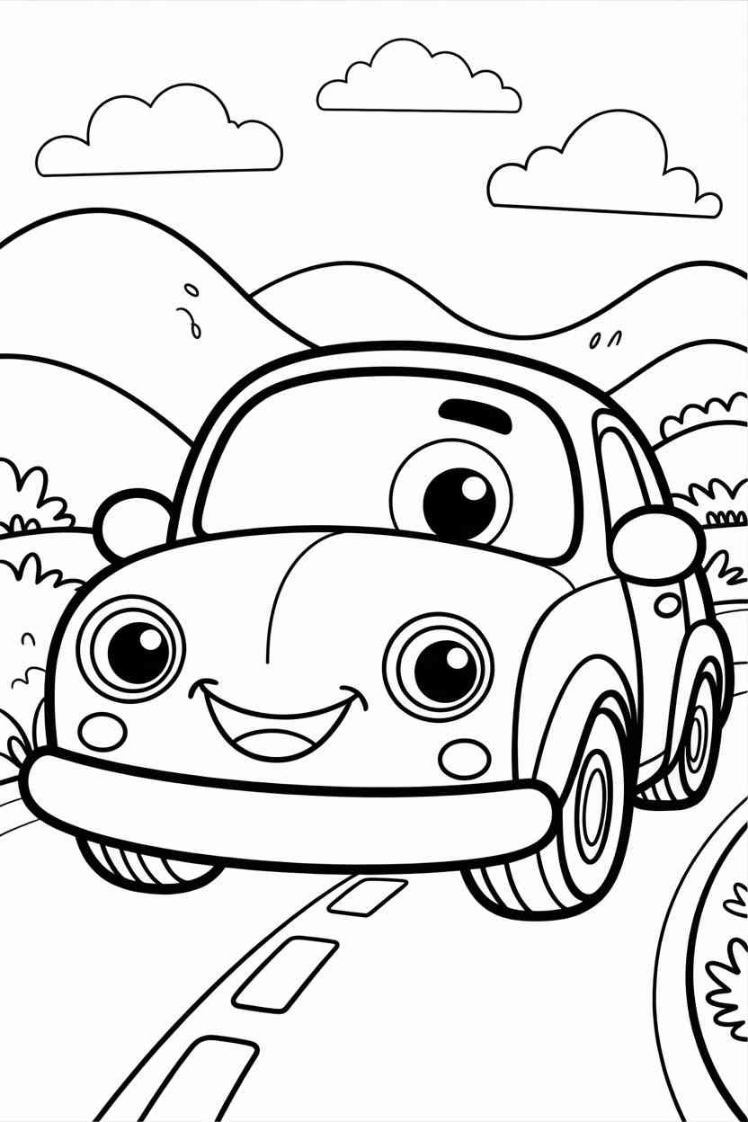 Cute cartoon - Cute Cartoon Car Coloring Pages Free Printable for Kids Who Love Cars (3)