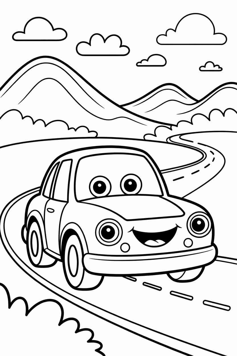 Cute cartoon - Cute Cartoon Car Coloring Pages Free Printable for Kids Who Love Cars (4)