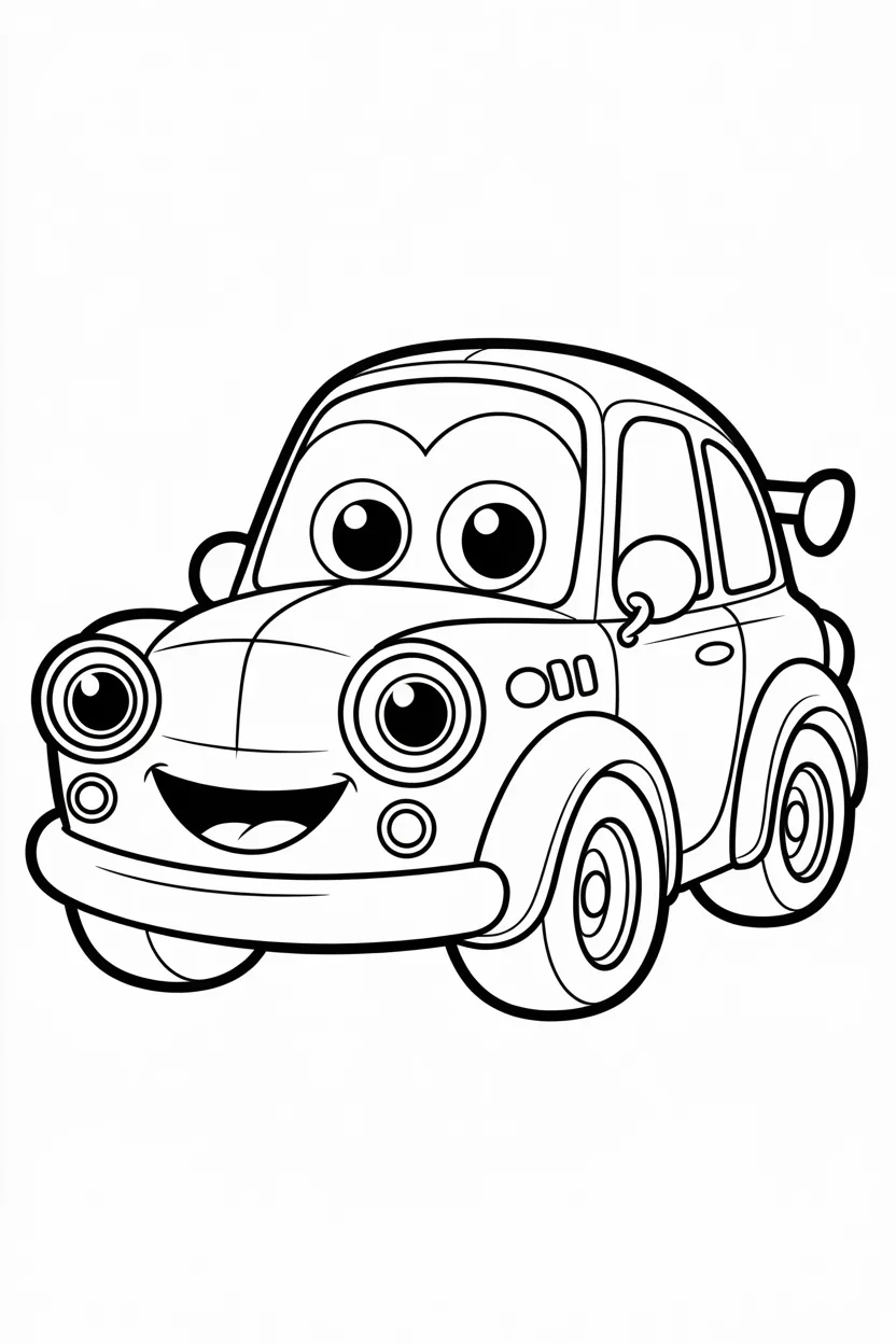 Cute cartoon Design 9 - Cute Cartoon Car Coloring Pages Free Printable