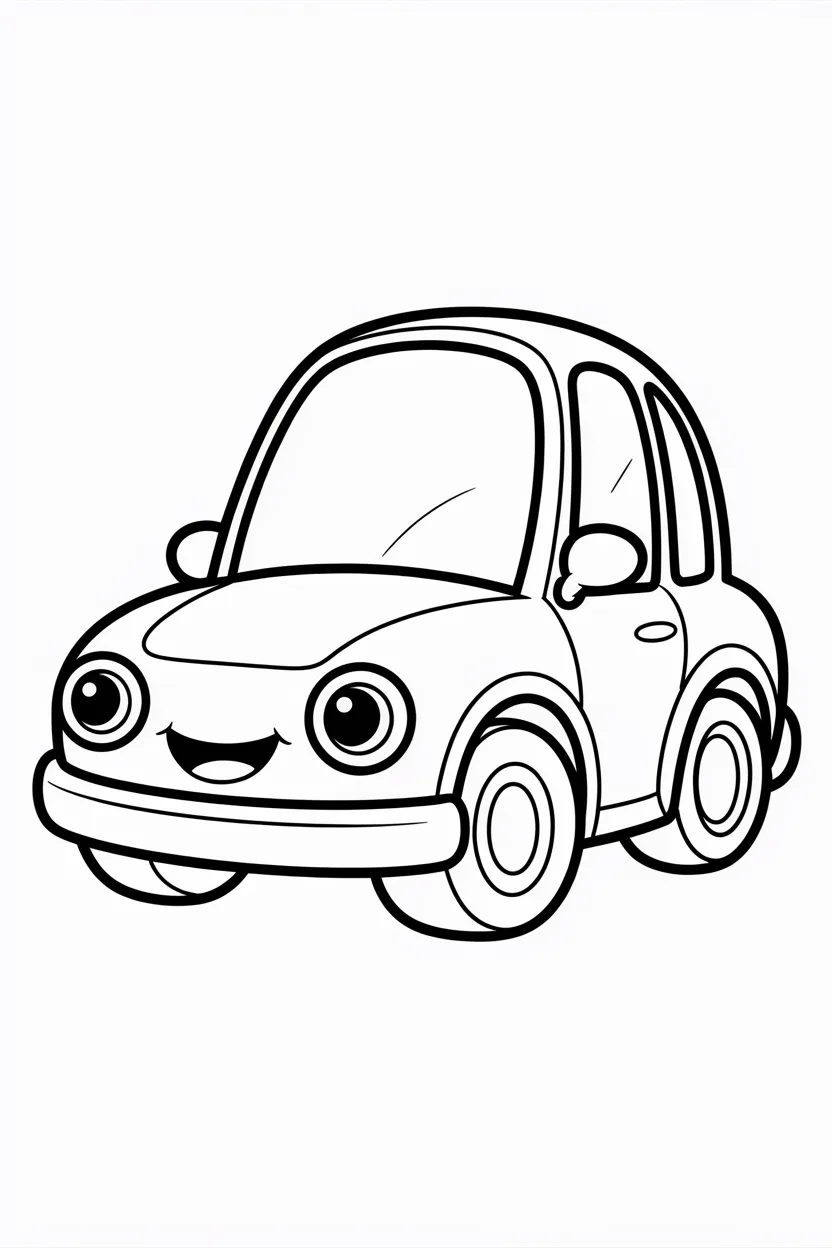 Cute cartoon Design 6 - Cute Cartoon Car Coloring Pages Free Printable