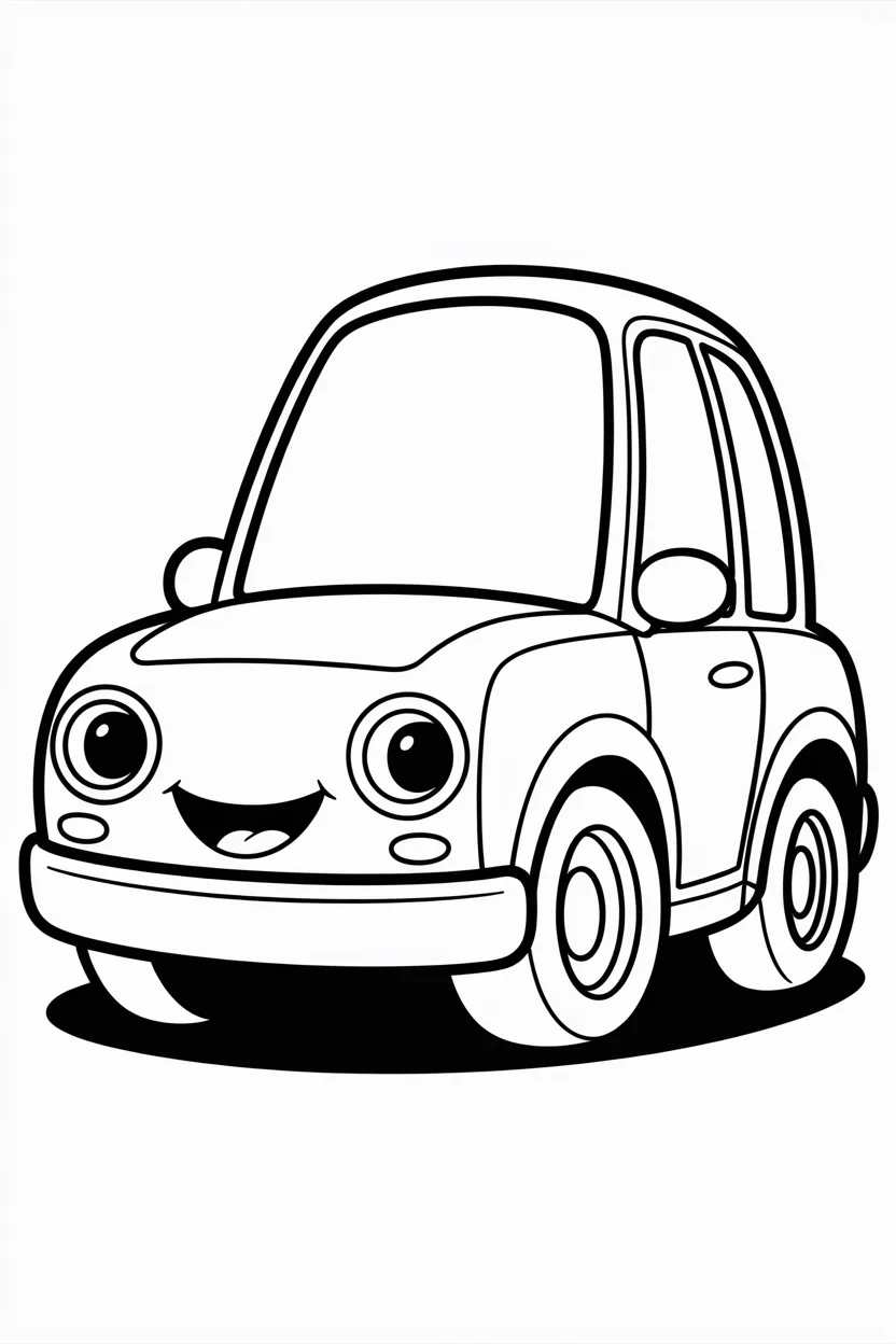 Cute cartoon Design 7 - Cute Cartoon Car Coloring Pages Free Printable