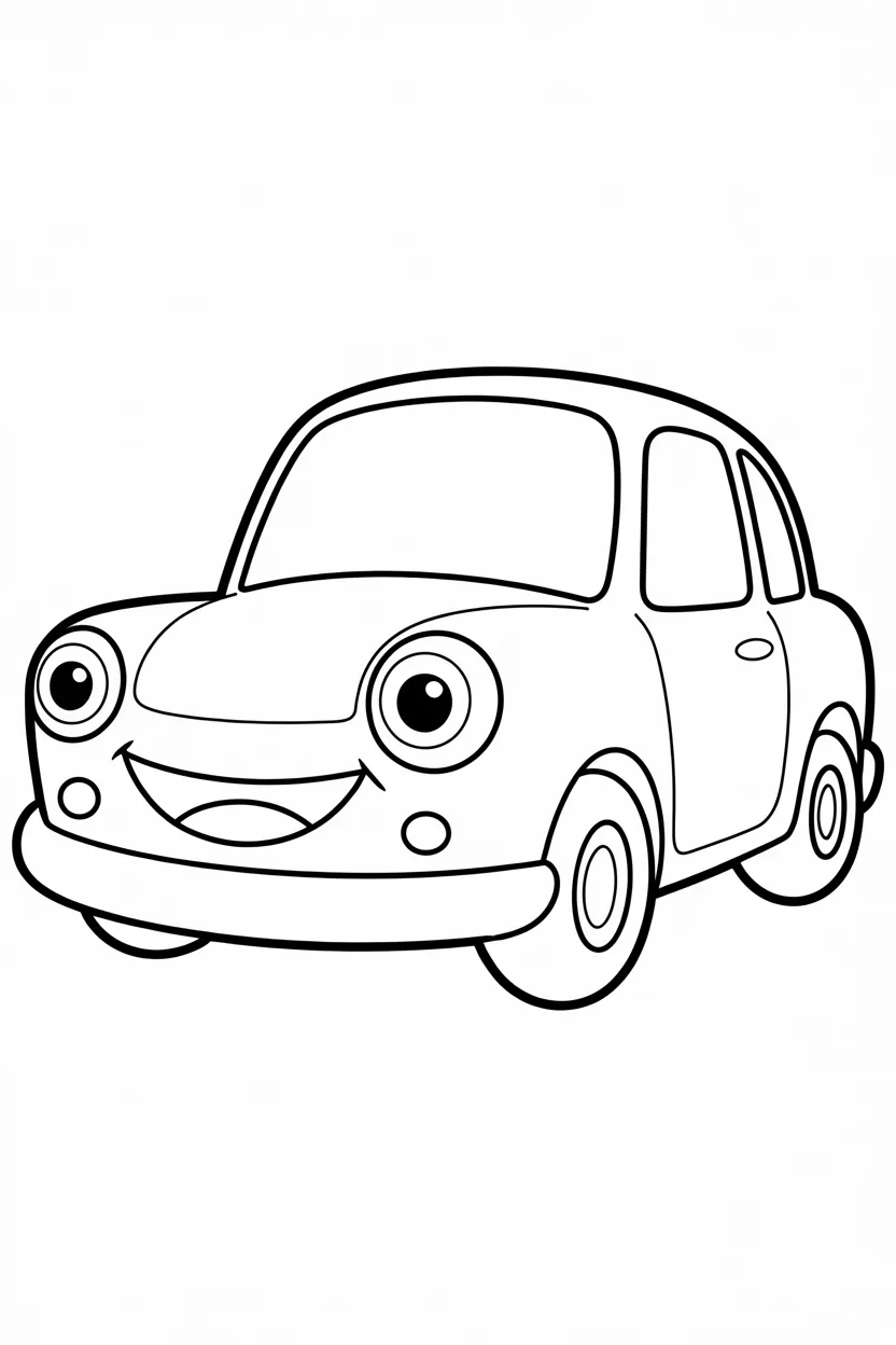 Cute cartoon Design 8 - Cute Cartoon Car Coloring Pages Free Printable