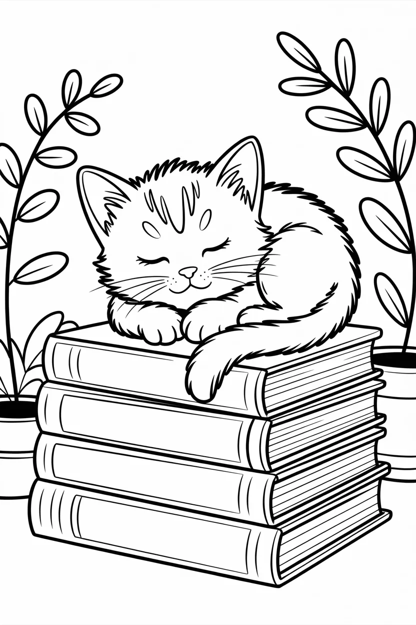 Cute cat Design 1 - Cute Cat Coloring Pages Free Printable