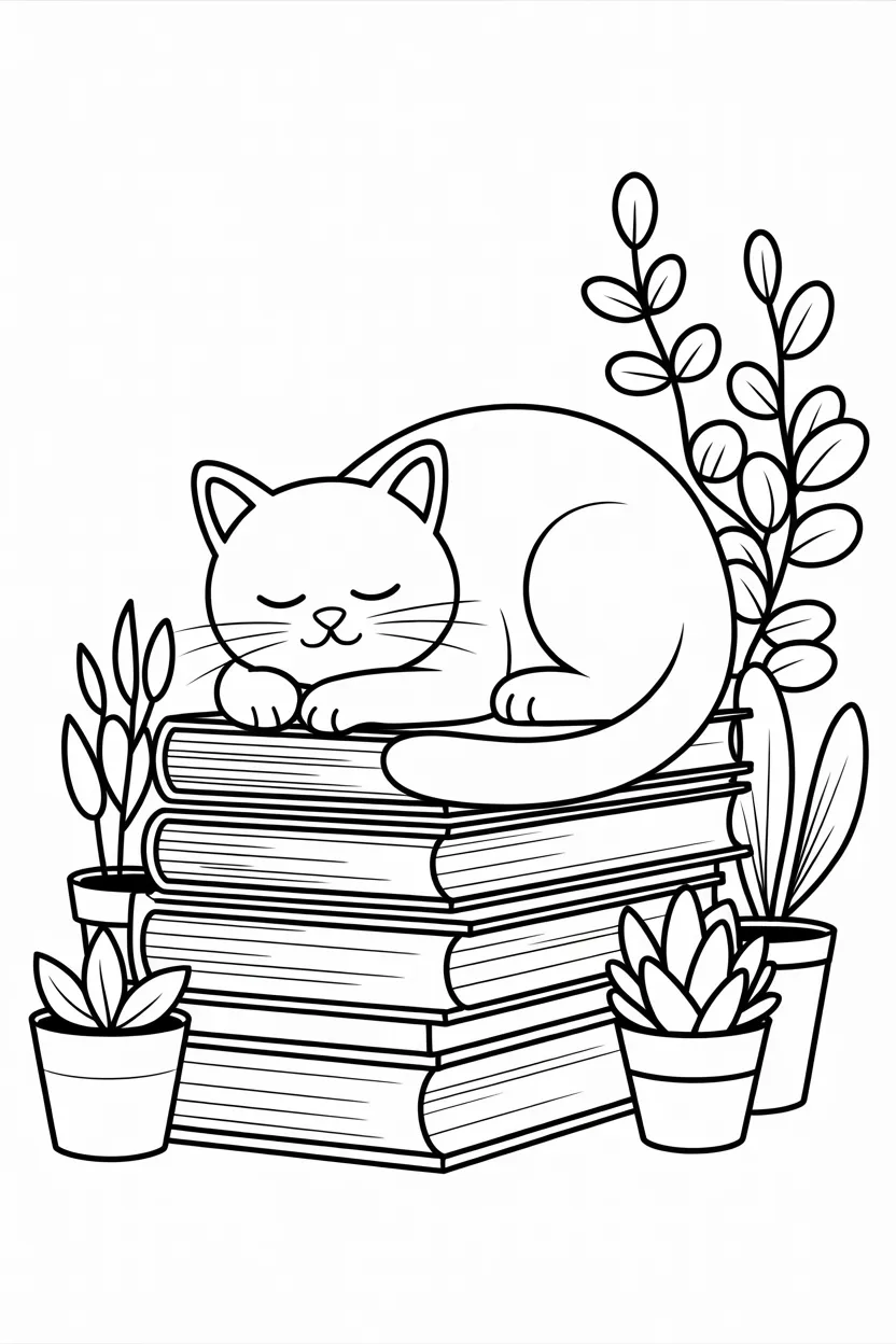 Cute cat Design 2 - Cute Cat Coloring Pages Free Printable