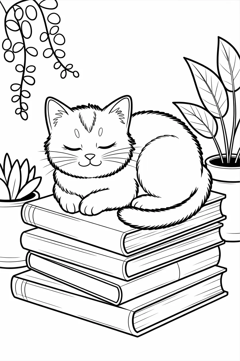 Cute cat Design 3 - Cute Cat Coloring Pages Free Printable