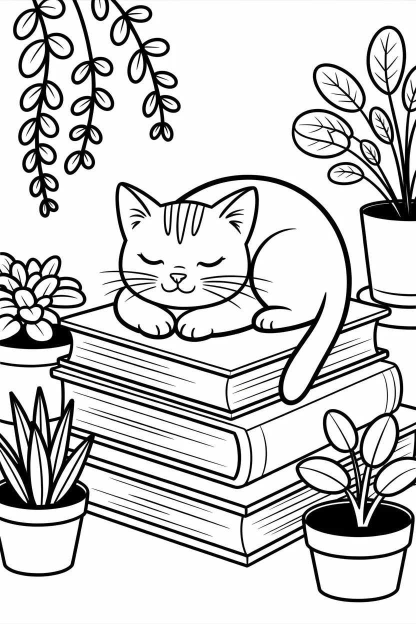 Cute cat Design 4 - Cute Cat Coloring Pages Free Printable