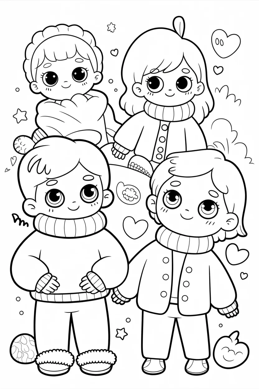 Cute charcter Design 1 - Cute Charcter Coloring Pages Free Printable - Pack