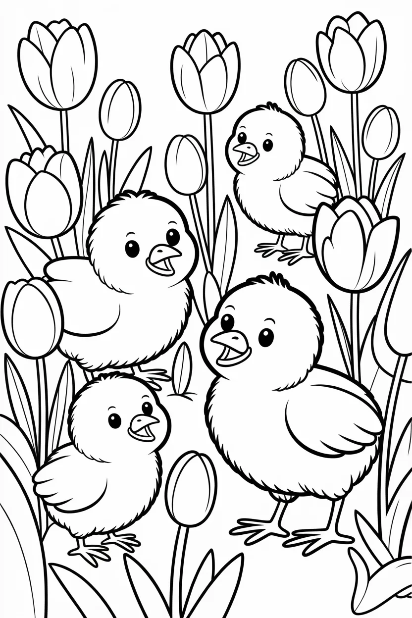 Cute chicks Design 1 - Cute Chicks Coloring Pages Free Printable for Kids - Adora