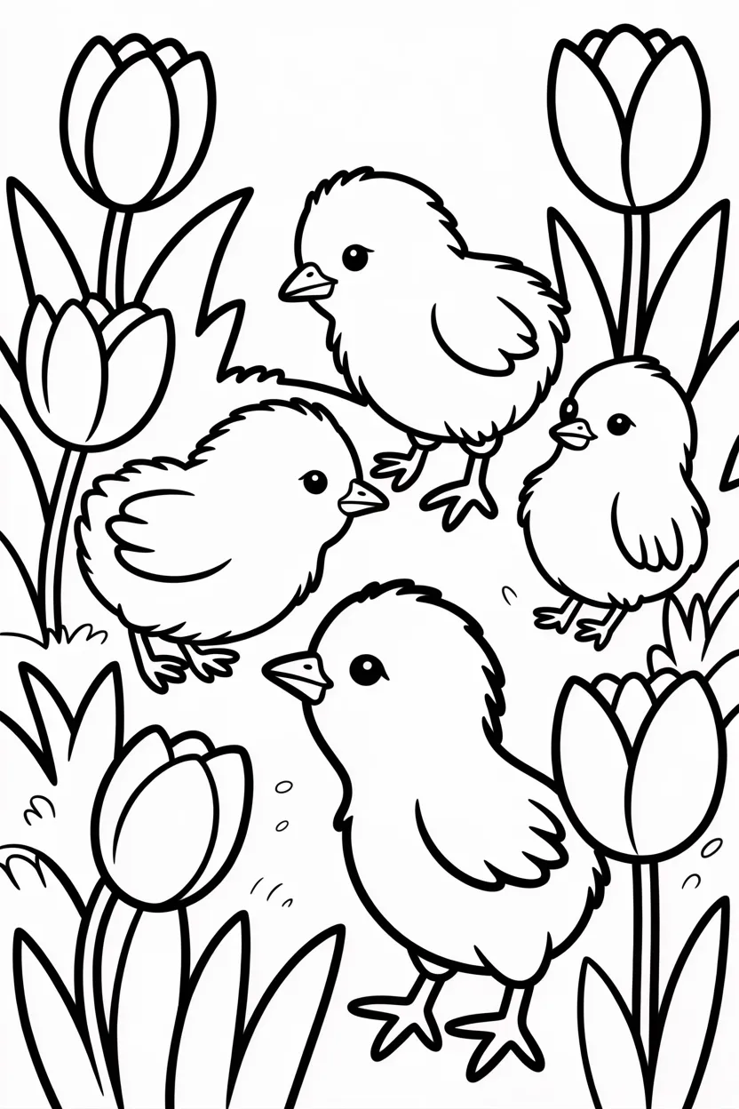 Cute chicks Design 4 - Cute Chicks Coloring Pages Free Printable for Kids - Adora