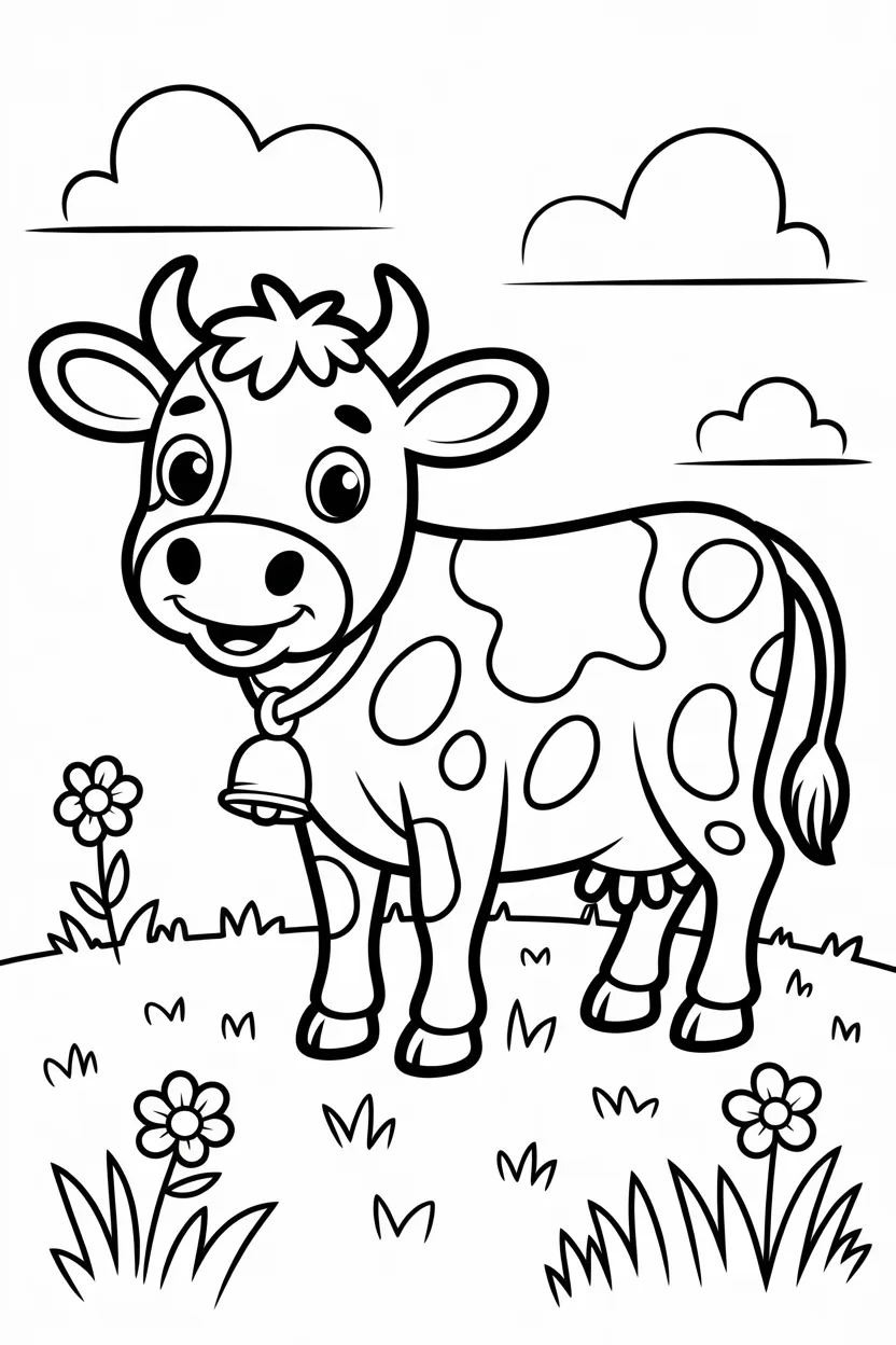 Cute cow Design 5 - Cute Cow Coloring Pages Free Printable