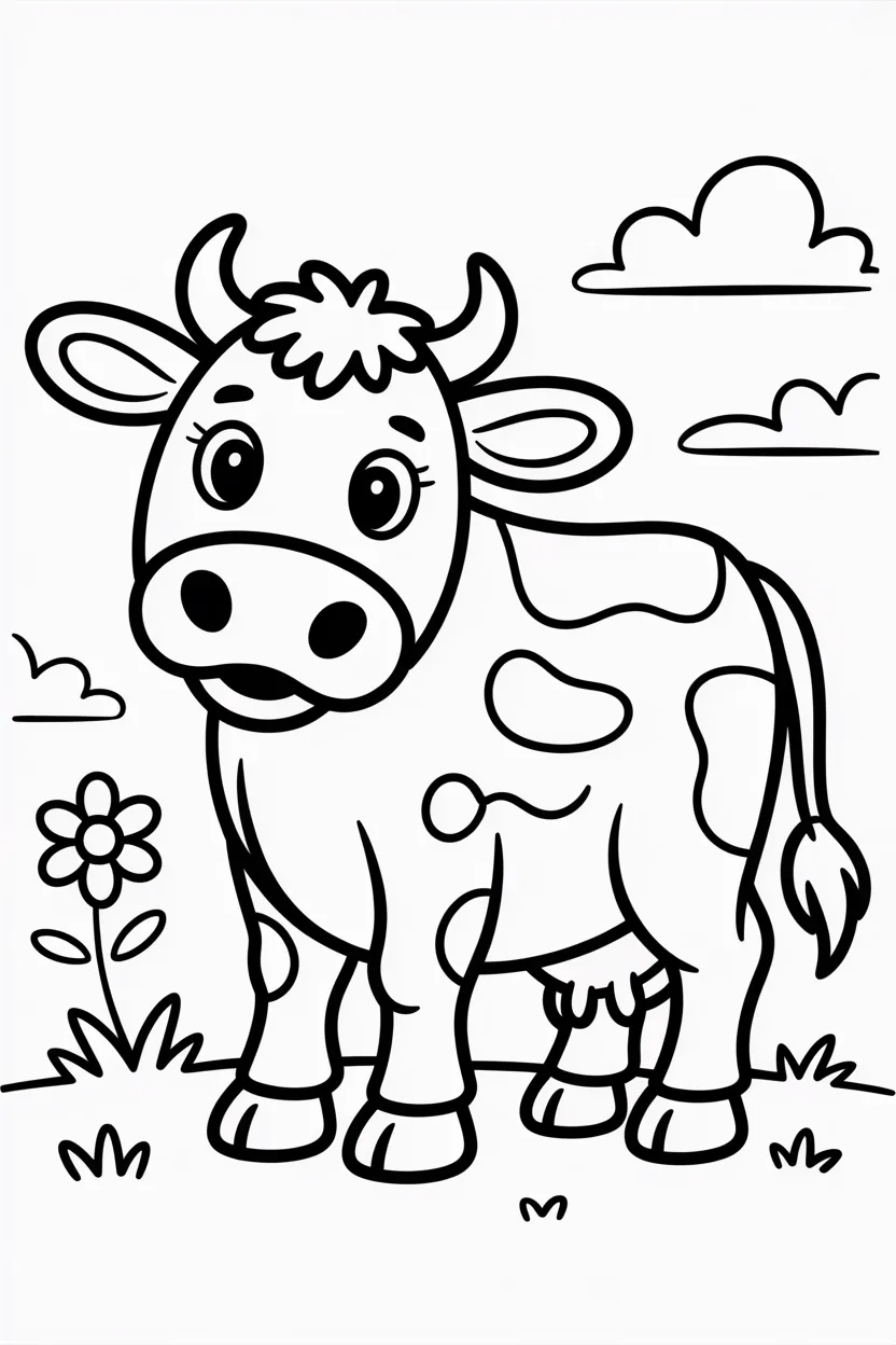 Cute cow Design 6 - Cute Cow Coloring Pages Free Printable
