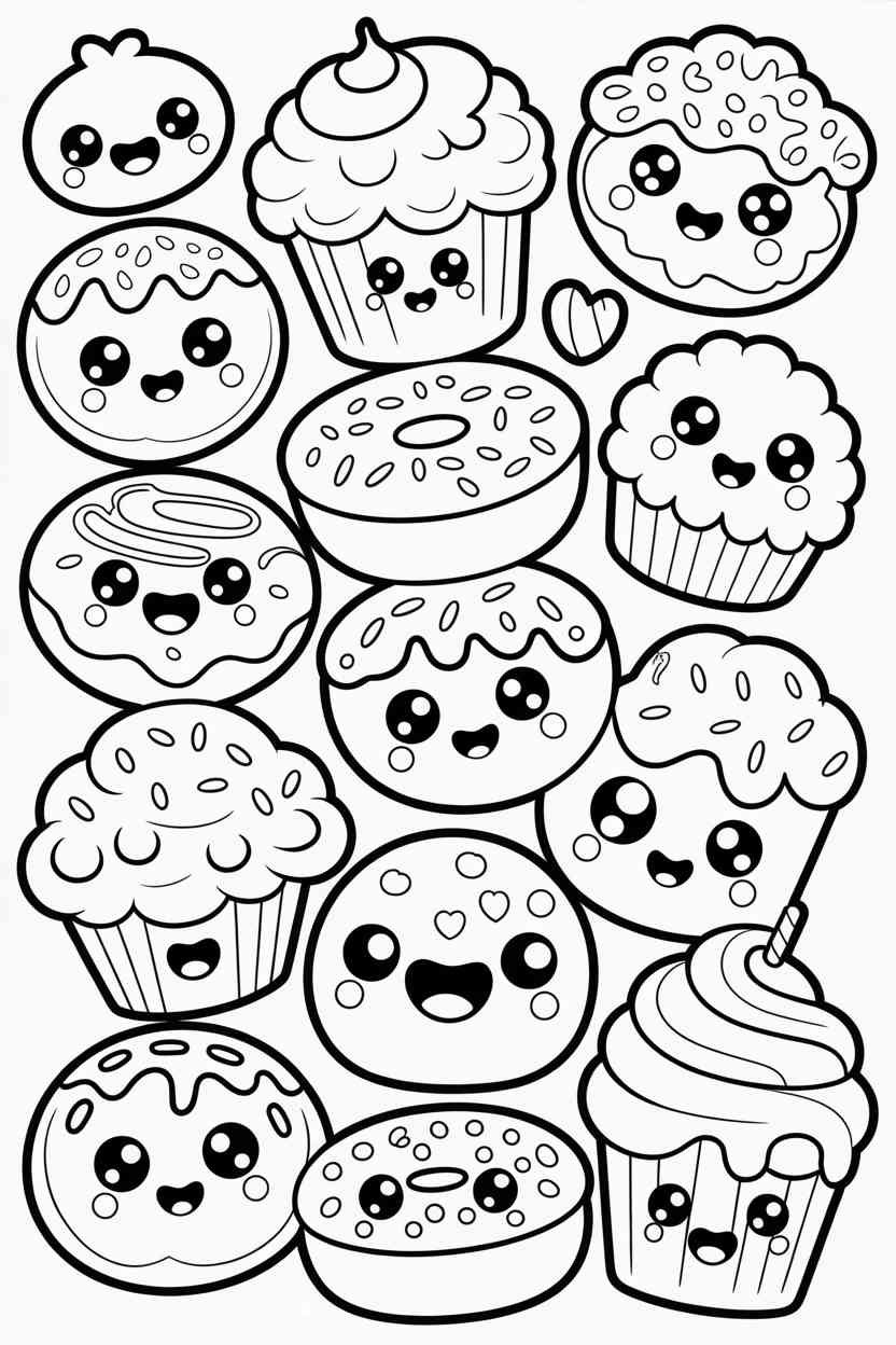 Cute desserts Design 1 - Cute Desserts Coloring Pages Free Printable