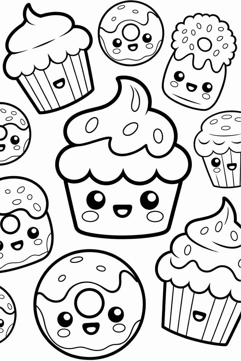 Cute desserts Design 2 - Cute Desserts Coloring Pages Free Printable