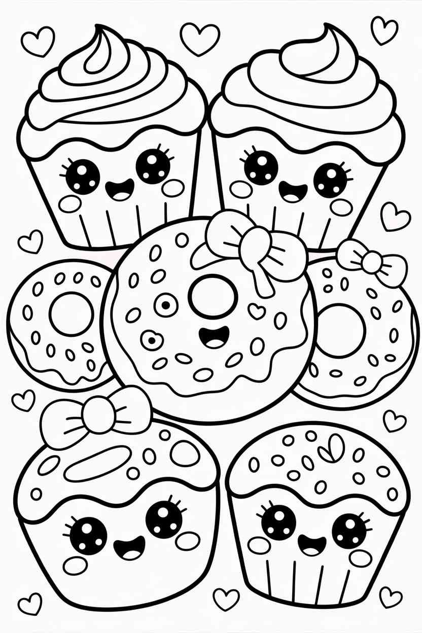 Cute desserts Design 4 - Cute Desserts Coloring Pages Free Printable
