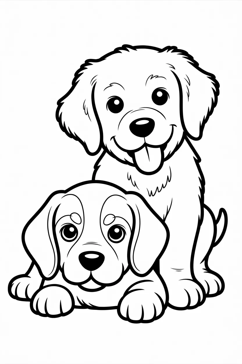 Cute dogs Design 1 - Cute Dogs Coloring Pages Free Printable for Kids - Adorabl