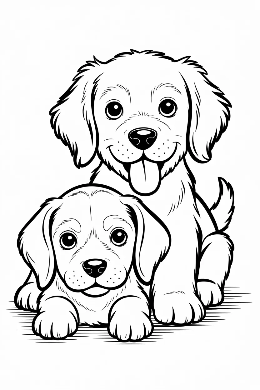 Cute dogs Design 2 - Cute Dogs Coloring Pages Free Printable for Kids - Adorabl