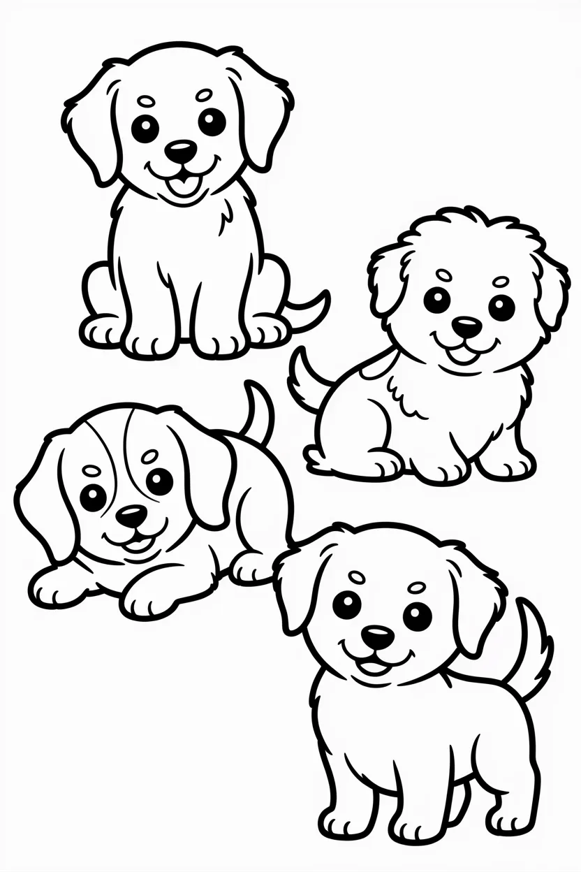 Cute dogs Design 3 - Cute Dogs Coloring Pages Free Printable for Kids - Adorabl