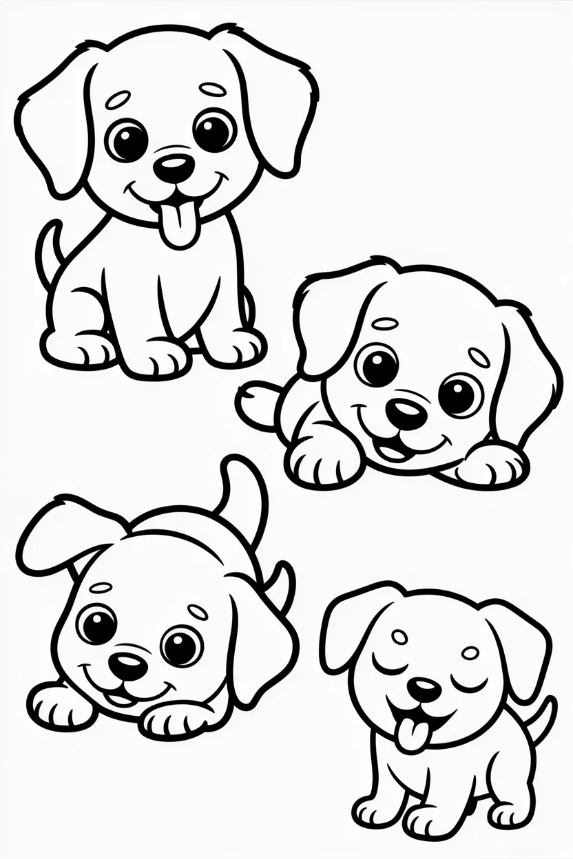 Cute dogs Design 4 - Cute Dogs Coloring Pages Free Printable for Kids - Adorabl