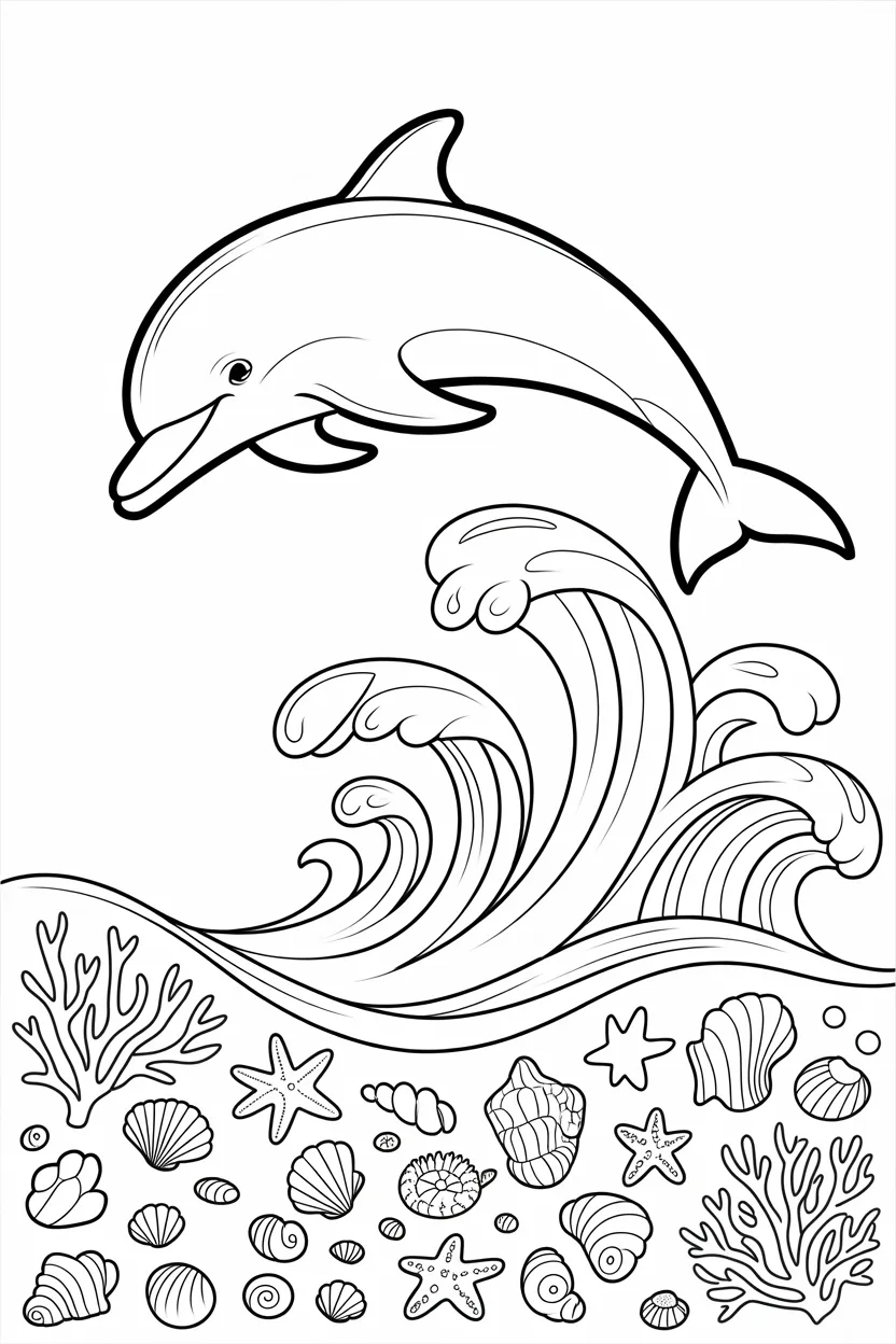 Cute dolphin Design 1 - Cute Dolphin Coloring Pages Free Printable for Kids - Ador