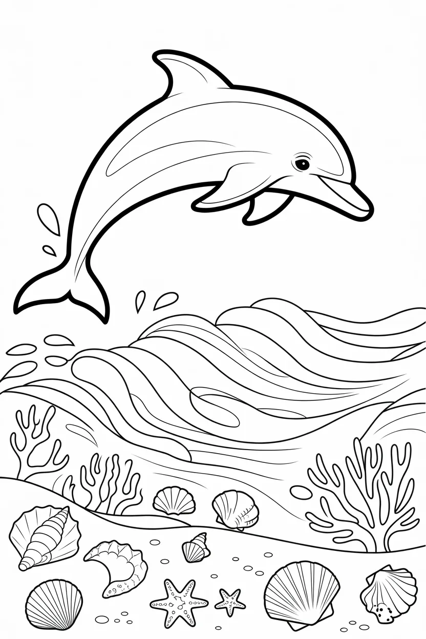 Cute dolphin Design 2 - Cute Dolphin Coloring Pages Free Printable for Kids - Ador