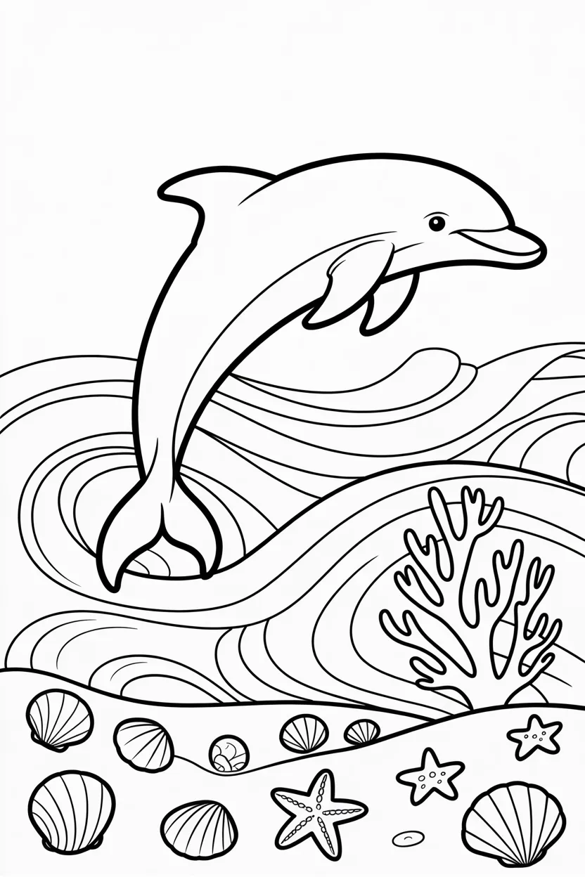 Cute dolphin Design 3 - Cute Dolphin Coloring Pages Free Printable for Kids - Ador