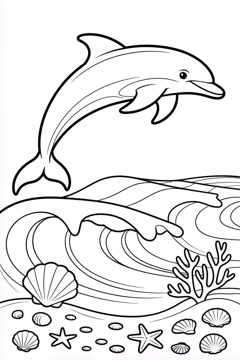 Cute dolphin Design 4 - Cute Dolphin Coloring Pages Free Printable for Kids - Ador
