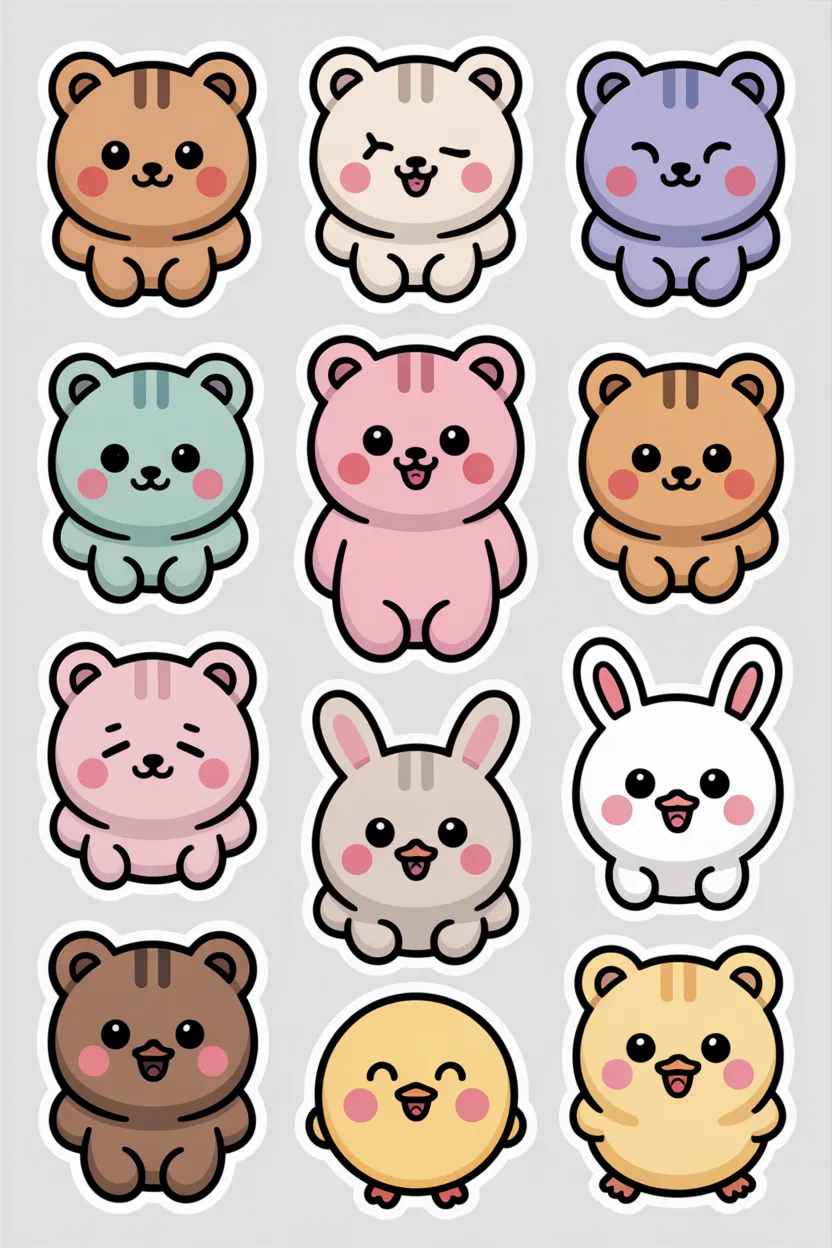 Cute doodle stickers Design 3 - Cute Doodle Stickers Free Printable - Everyday Use