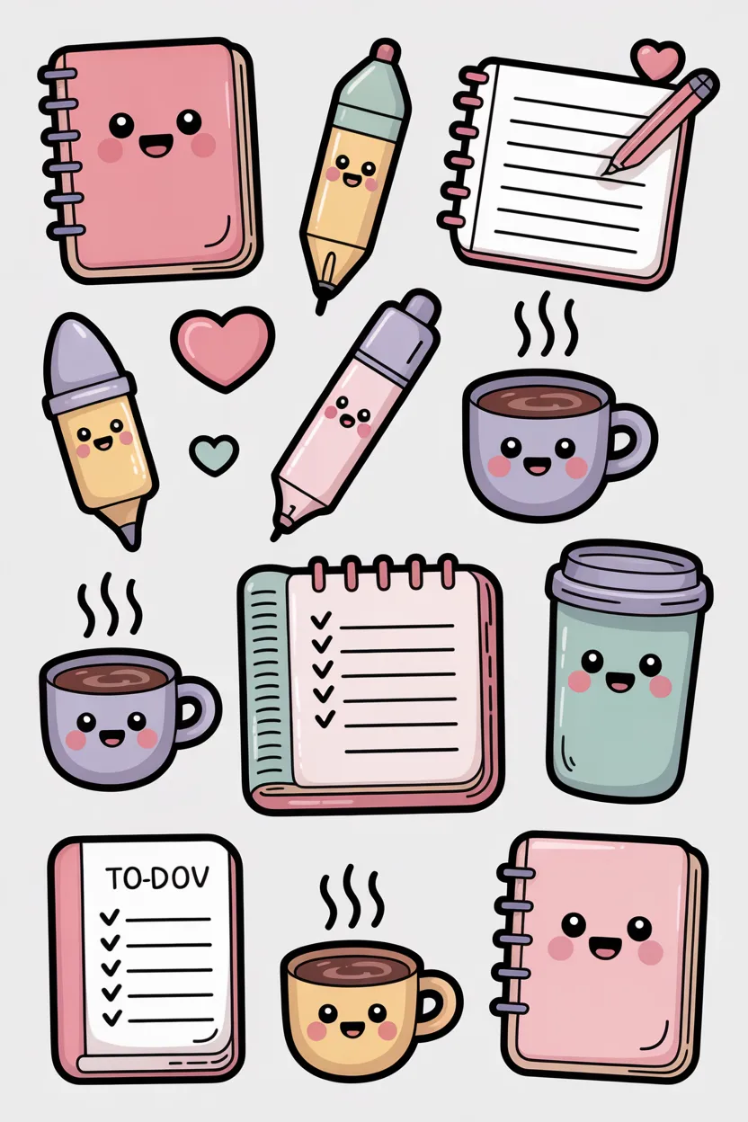Cute doodle stickers Design 3 - Cute Doodle Stickers Free Printable - You'll Love