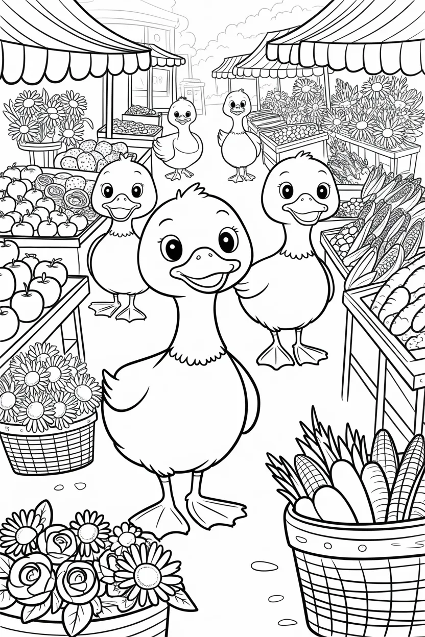 Cute ducks Design 1 - Cute Ducks Coloring Pages Free Printable for Kids - Adorab