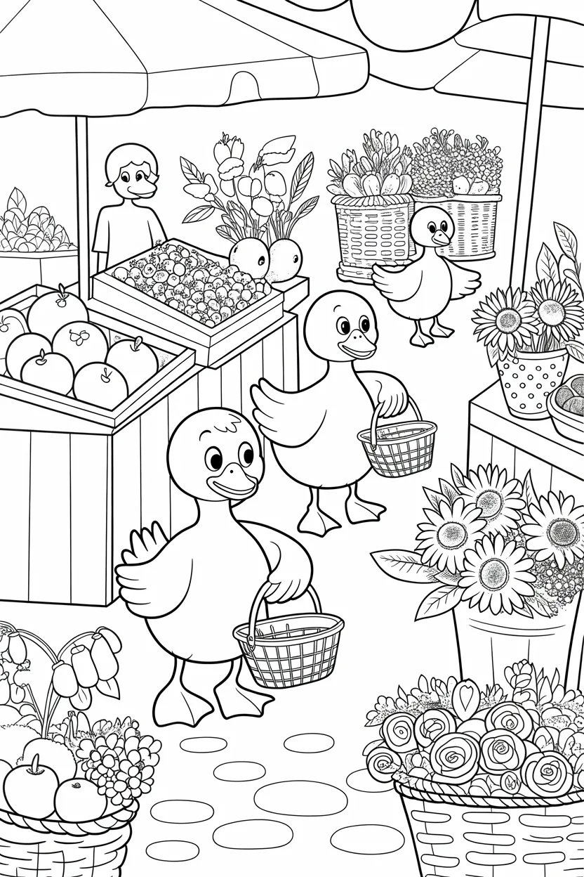 Cute ducks Design 2 - Cute Ducks Coloring Pages Free Printable for Kids - Adorab