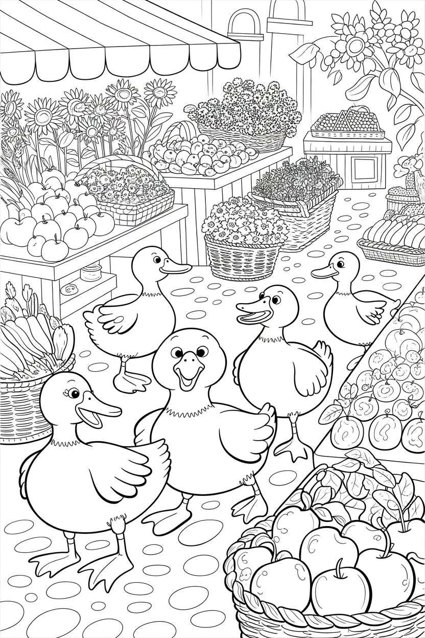 Cute ducks Design 4 - Cute Ducks Coloring Pages Free Printable for Kids - Adorab