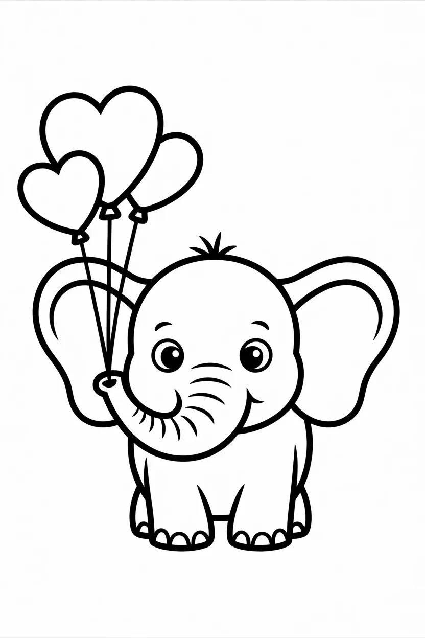 Cute elephant Design 1 - Cute Elephant Coloring Pages Free Printable for Kids