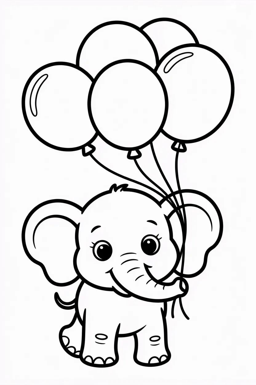 Cute elephant Design 1 - Cute Elephant Coloring Pages Free Printable for Kids (3)