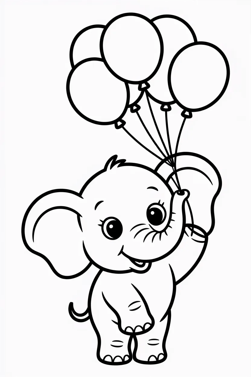 Cute elephant Design 1 - Cute Elephant Coloring Pages Free Printable for Kids (4)