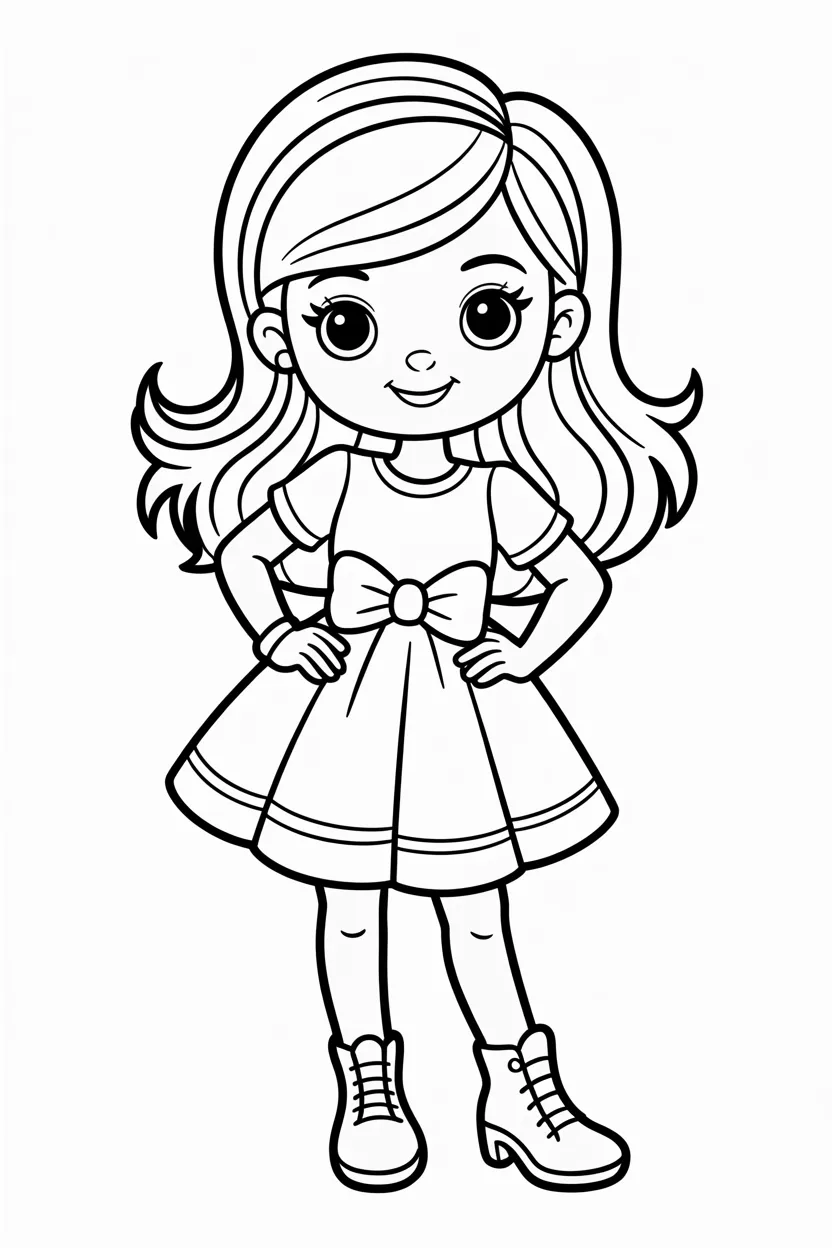 Cute fashion girl Design 1 - Cute Fashion Girl Coloring Pages Free Printable - Adorable