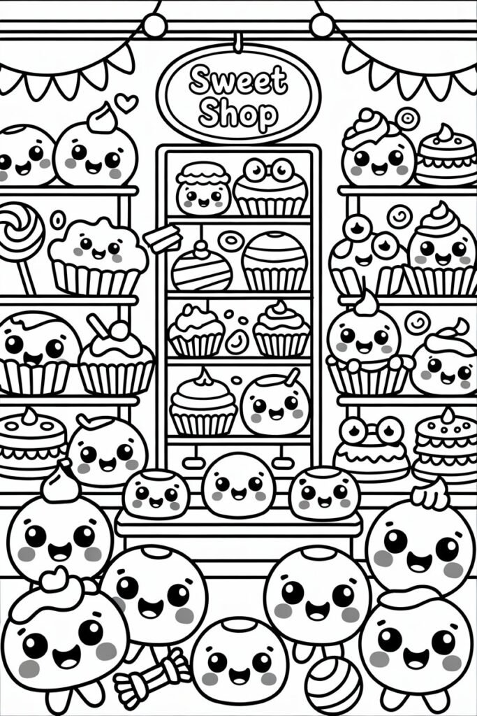 Cute food Design 1 - Cute Food Coloring Pages Free Printable