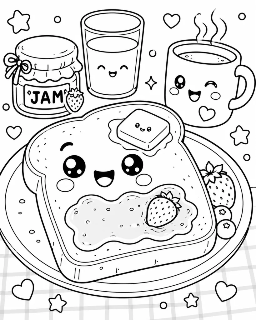 Cute food Design 4 - Cute Food Coloring Pages Free Printable
