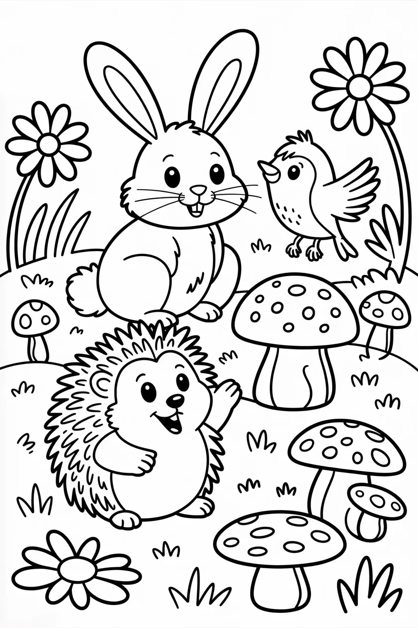Cute garden animals Design 4 - Cute Garden Animals Coloring Pages Free Printable for Kids