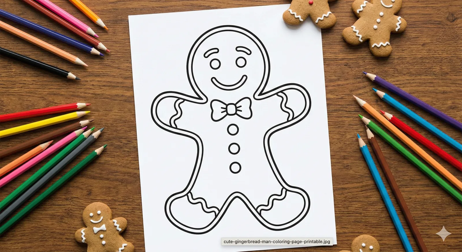 Cute gingerbread man printable.jpg - Free 4 Christmas Gingerbread Coloring Pages to Print: Cute & Festive Fun!
