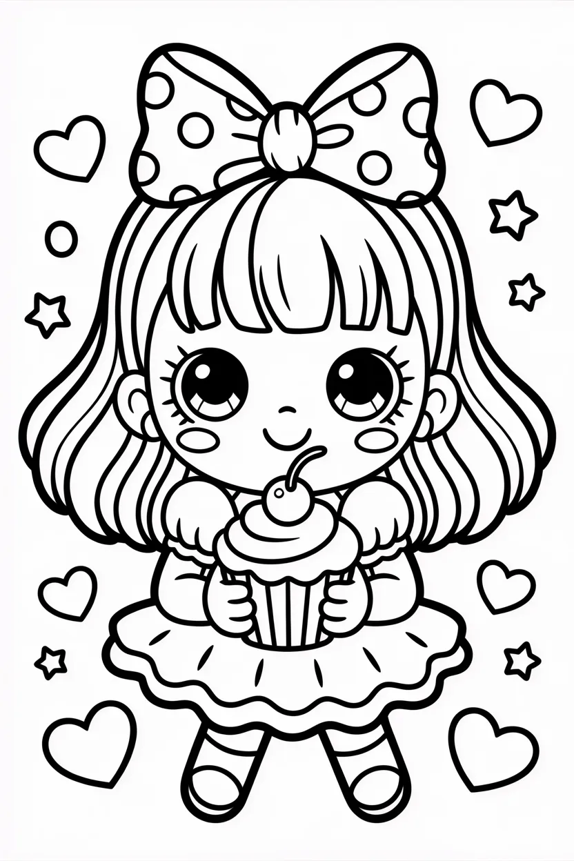 Cute girl Design 3 - Cute Girl Coloring Pages Free Printable for Kids - Adorabl